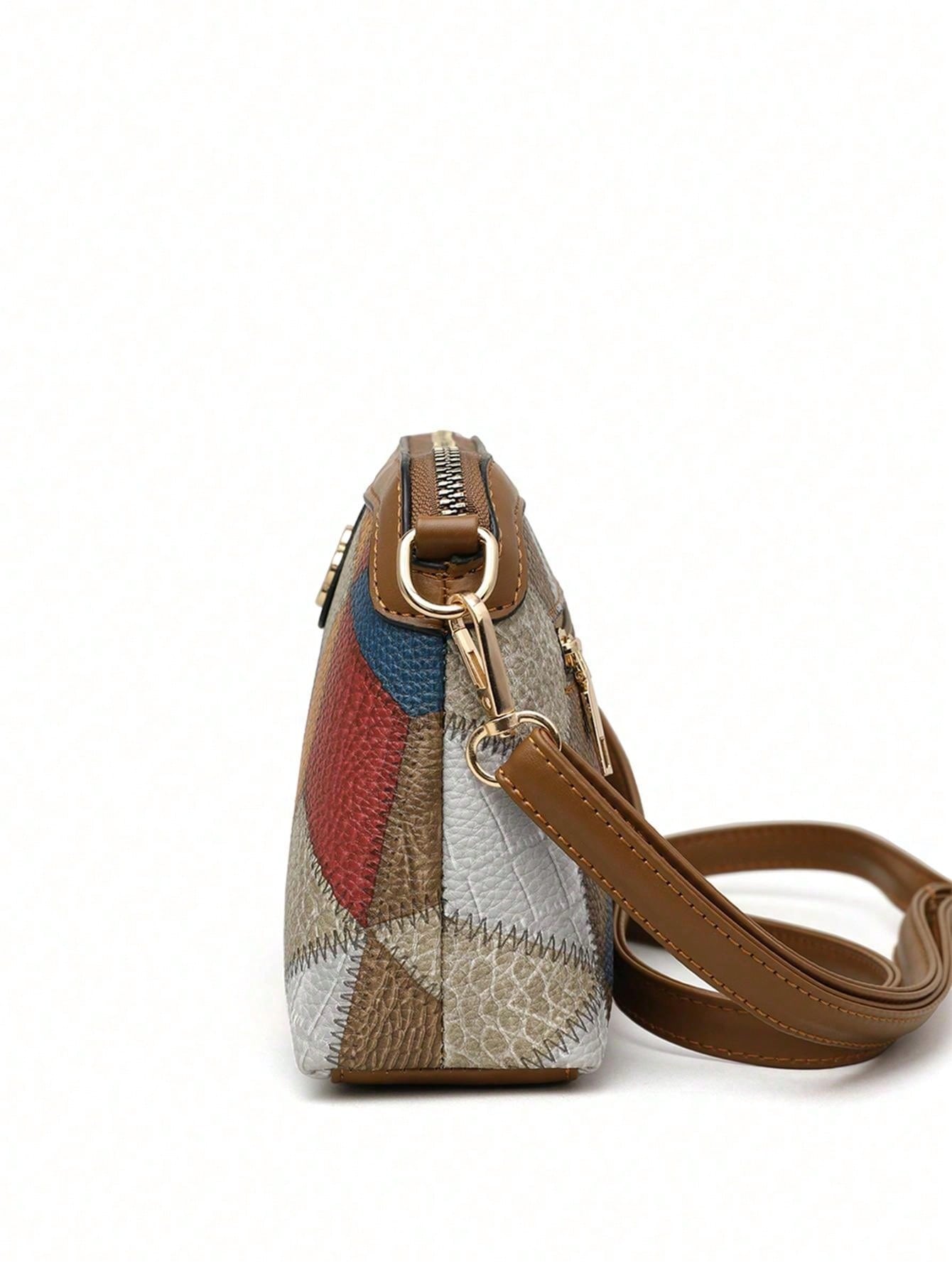 Vintage Retrô 1 Peça De Decoração De Flores Contrastantes, Estilo Retrô, Bolsa Crossbody Elegante, Adequada Para Uso Diário Feminino Em Viagens