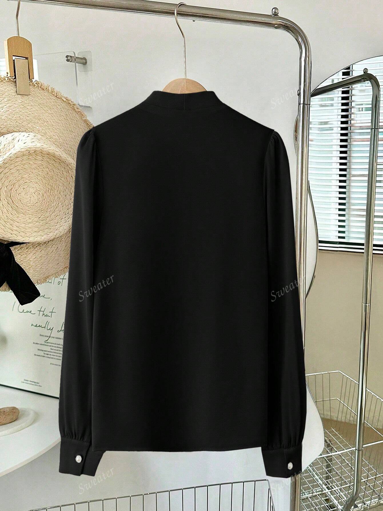 Blusa Feminina de Manga Longa com Decote em V, Elegante, Digna, Gentil, Versátil para Ir ao Trabalho, Casual Business, Temporada de Formatura, Dia da Independência, Amarelo Claro