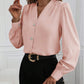 Blusa Feminina de Manga Longa com Decote em V, Elegante, Digna, Gentil, Versátil para Ir ao Trabalho, Casual Business, Temporada de Formatura, Dia da Independência, Amarelo Claro