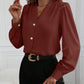 Blusa Feminina de Manga Longa com Decote em V, Elegante, Digna, Gentil, Versátil para Ir ao Trabalho, Casual Business, Temporada de Formatura, Dia da Independência, Amarelo Claro