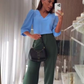 Blusa Feminina Manga Em Tecido Crepe Social Elegante