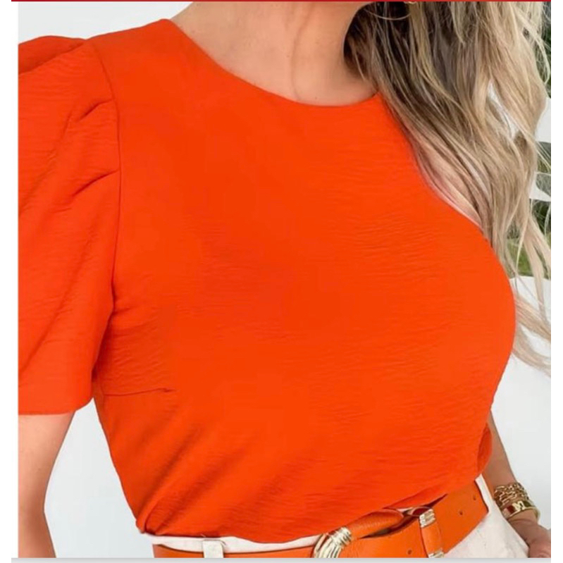 Blusa Feminina Manga Bufante em Tecido Duna