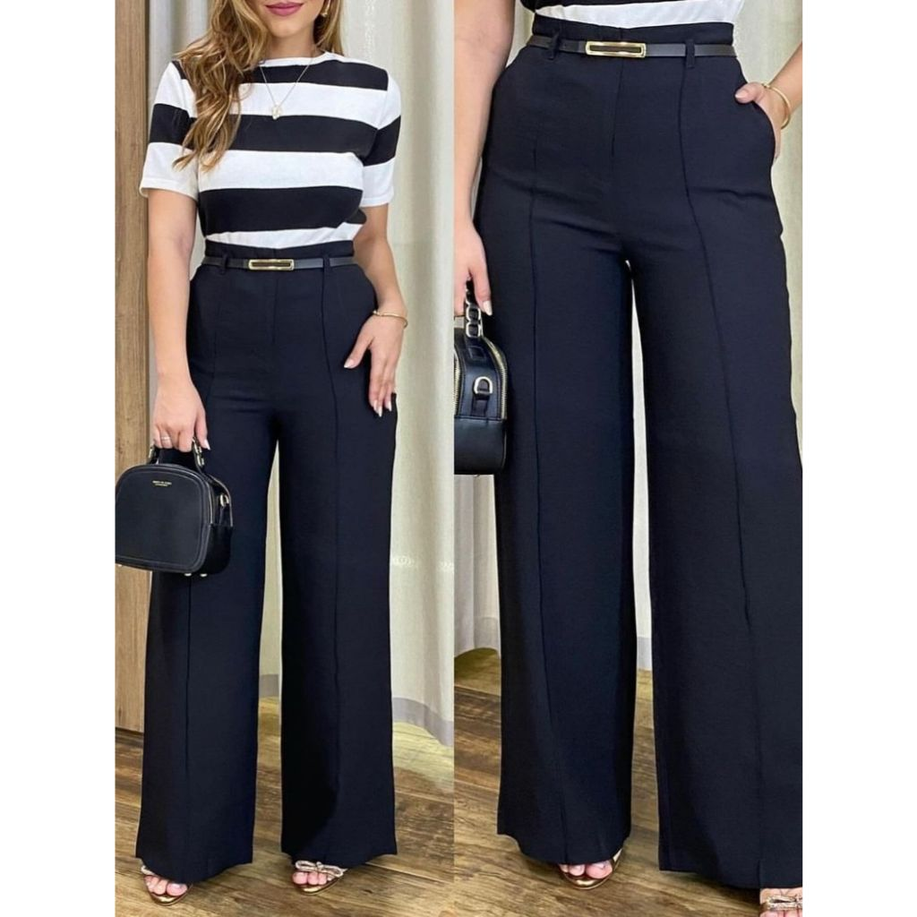 Calça Pantalona de Alfaiataria – Cintura Alta e Caimento Impecável