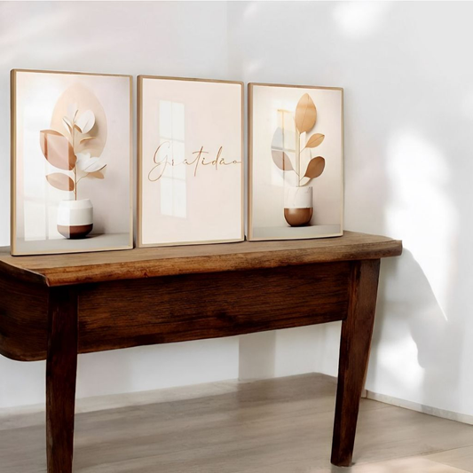Quadro Decorativo Gratidão - kit com 3 quadros