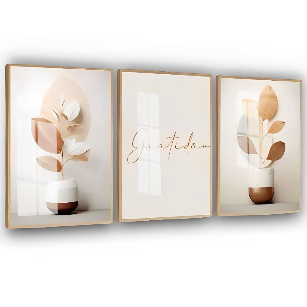 Quadro Decorativo Gratidão - kit com 3 quadros