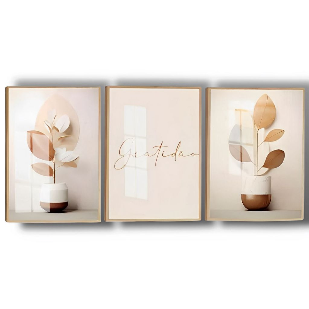 Quadro Decorativo Gratidão - kit com 3 quadros