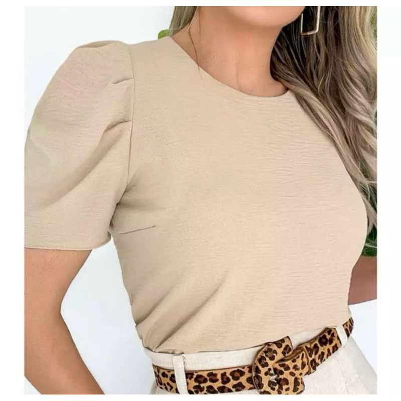 Blusa Feminina Manga Bufante em Tecido Duna