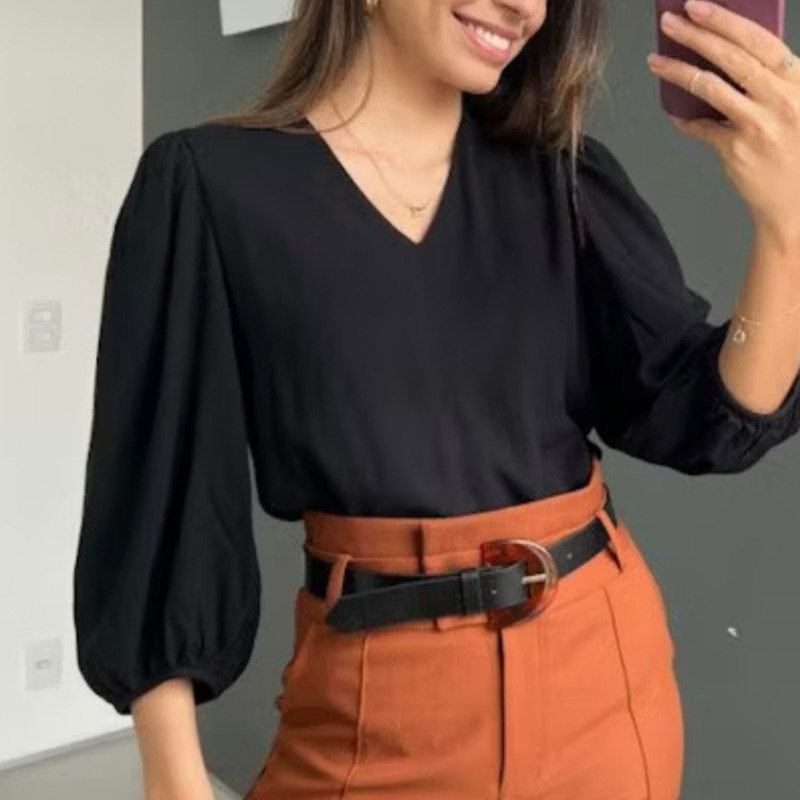 Blusa Feminina Manga 3/4 em Crepe