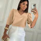 Blusa Feminina Manga Em Tecido Crepe Social Elegante