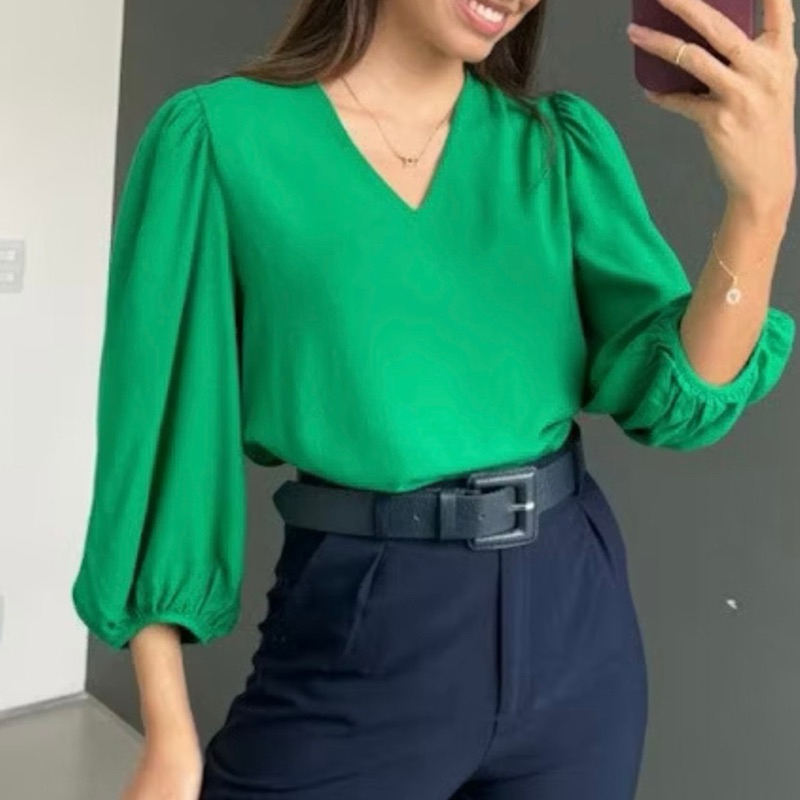 Blusa Feminina Manga 3/4 em Crepe