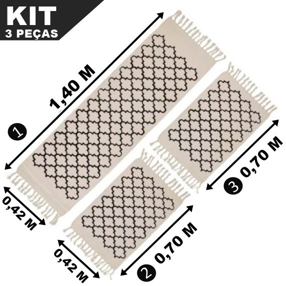 Kit Passadeira Geométrica 3 Peças 